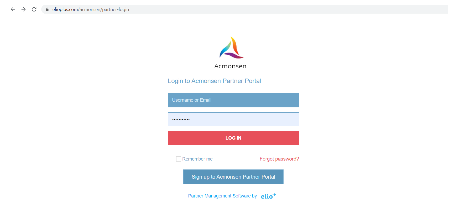 2. Vendor's partner portal unique URL page