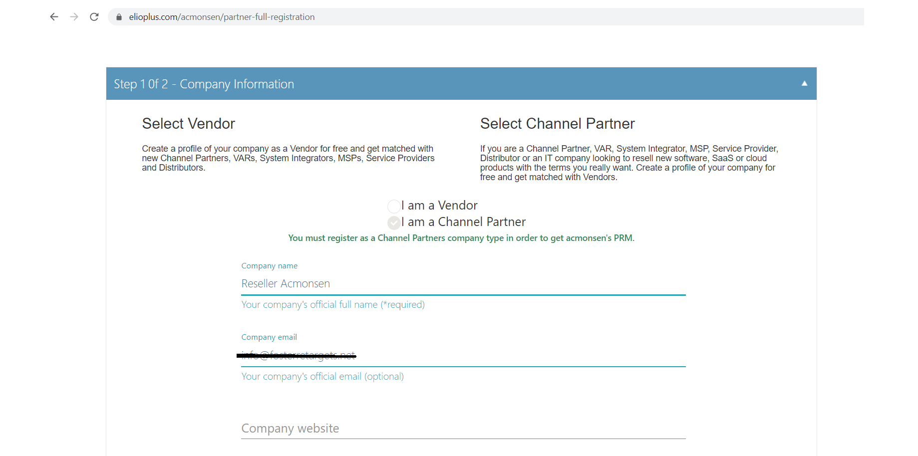 4. Channel partners when sign up to a Vendor's partner portal