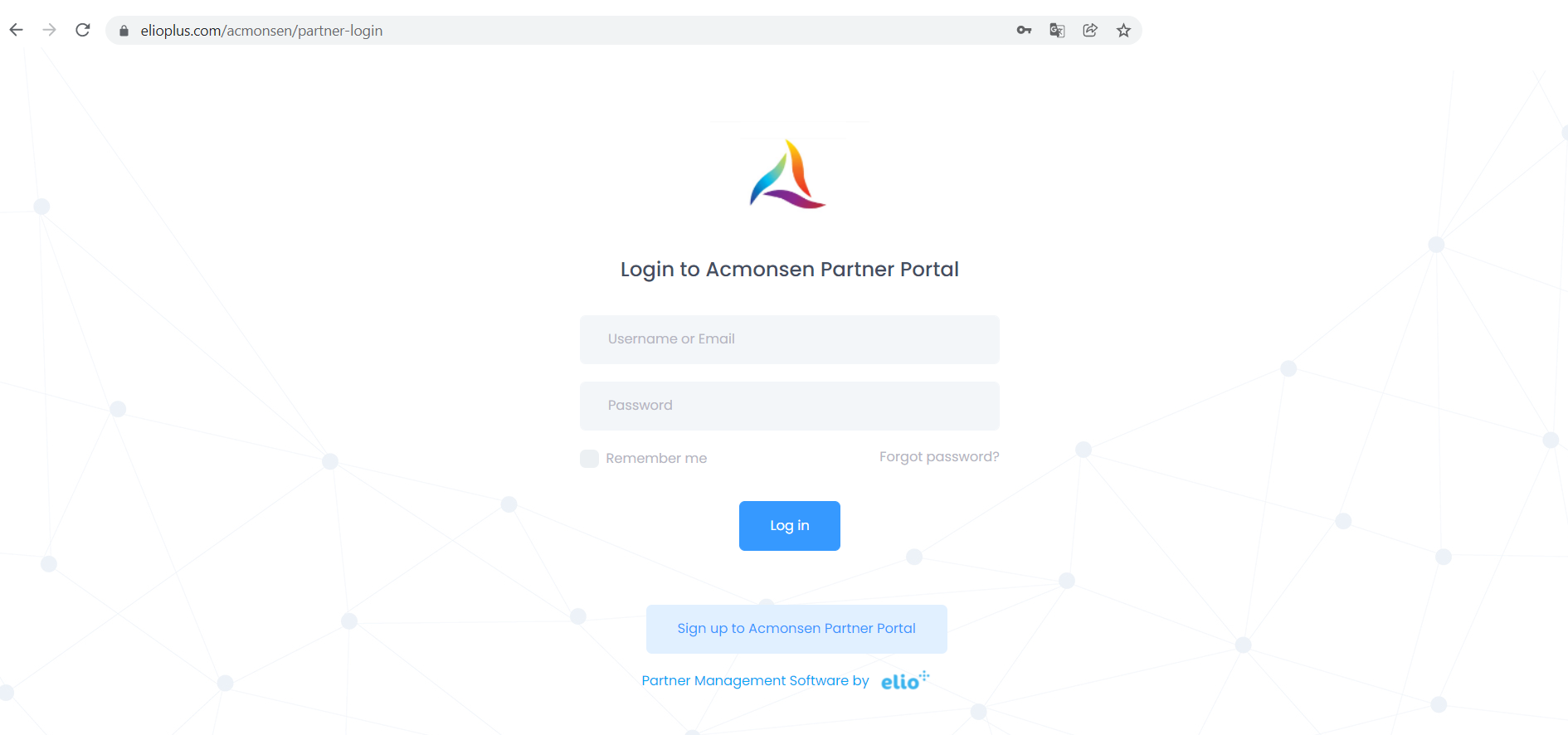 Partner portal login page